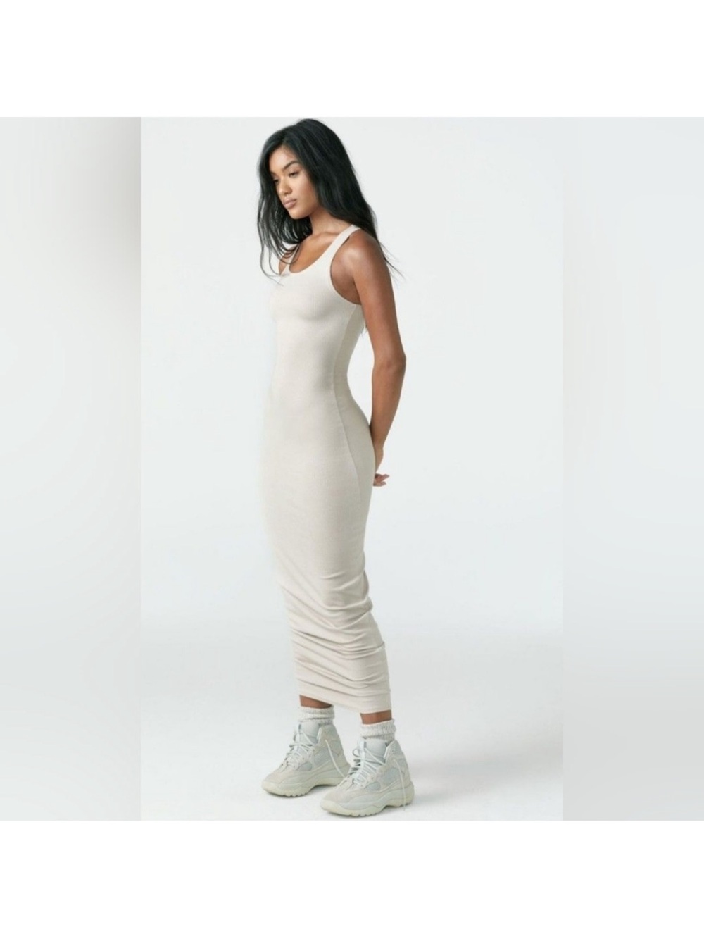 Joah Brown FlexRib bodycon maxi dress in bone